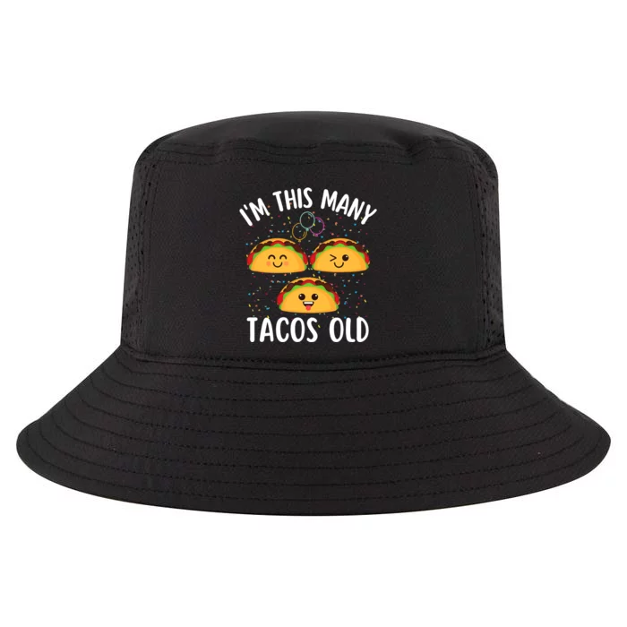 3rd Birthday Boy & Girl Taco Lover I'm This Many Tacos Old Cool Comfort Performance Bucket Hat