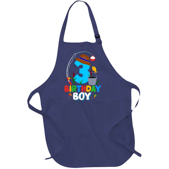 3rd Birthday Boy Fishing Fish Bday Party Decorations Full-Length Apron With Pocket