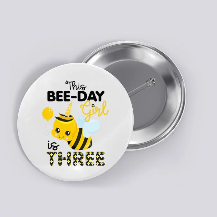 3rd Birthday Bee Themed 3 Year Old Bday Matching Party Button