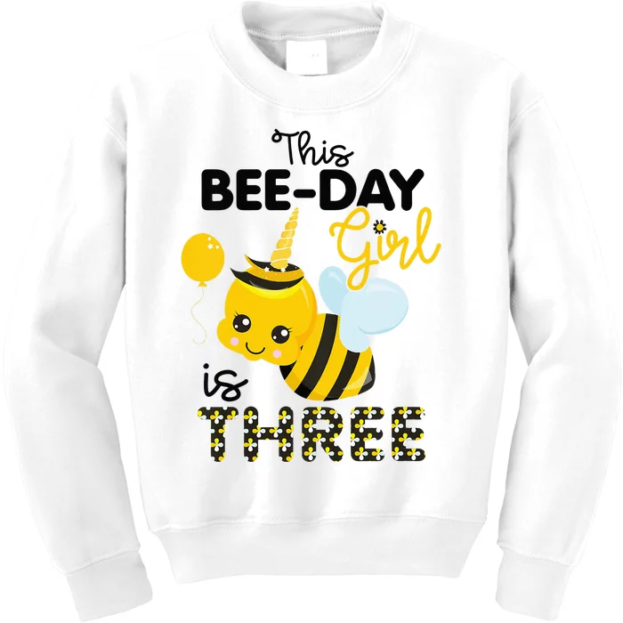 3rd Birthday Bee Themed 3 Year Old Bday Matching Party Kids Sweatshirt