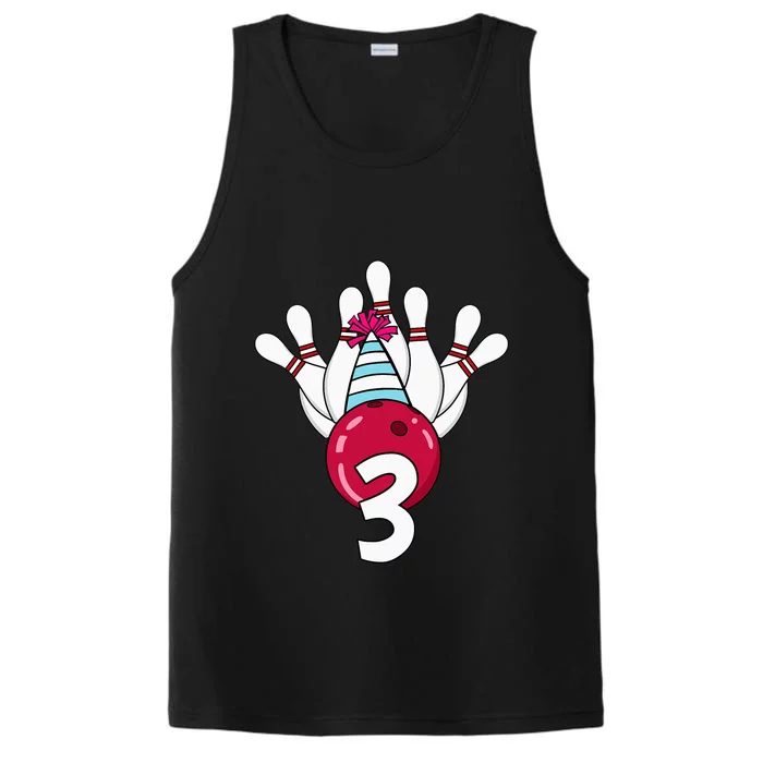 3 Birthday Bowling Theme Bowler 3rd Bday Party Performance Tank