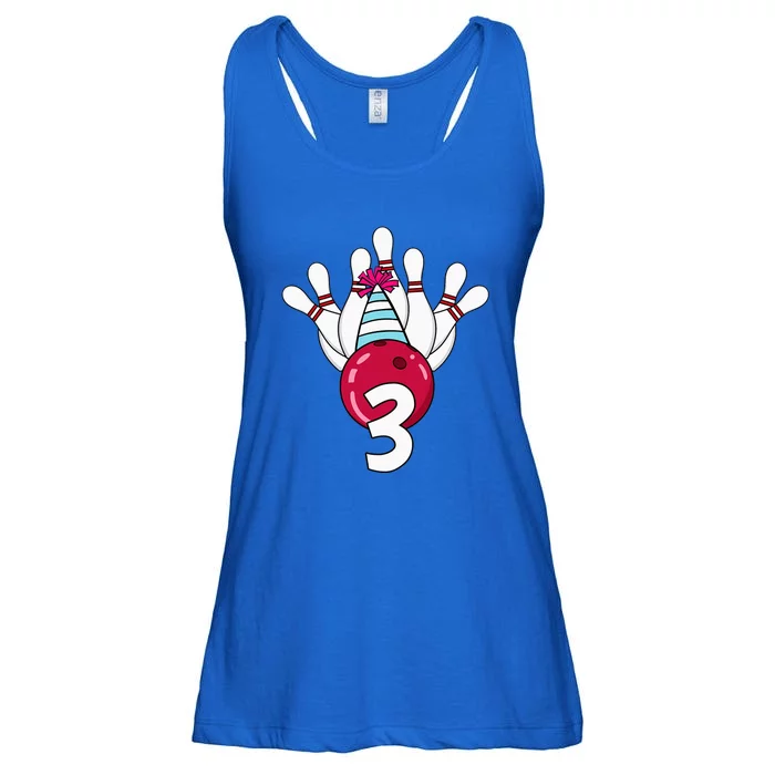 3 Birthday Bowling Theme Bowler 3rd Bday Party Ladies Essential Flowy Tank