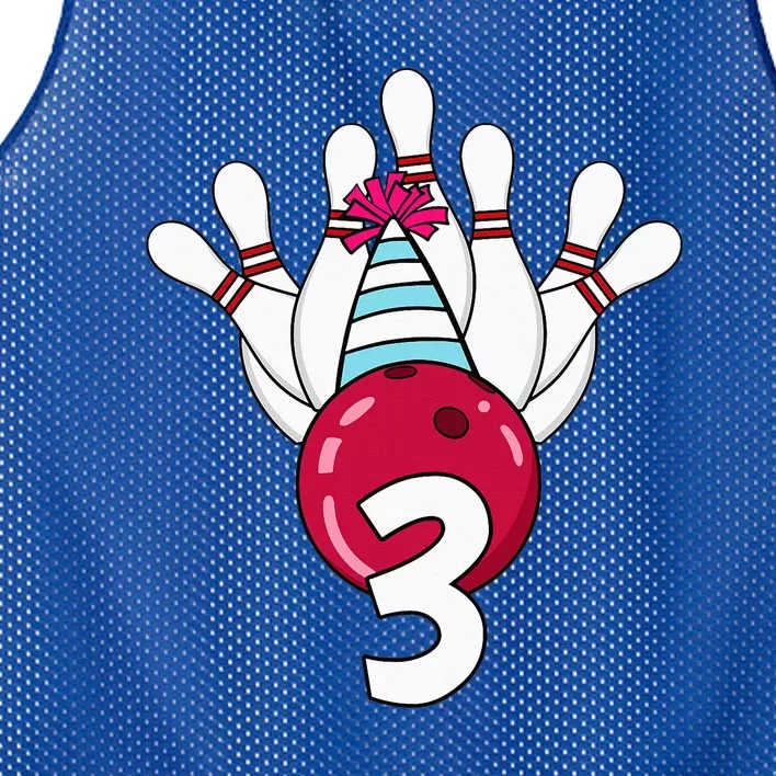 3 Birthday Bowling Theme Bowler 3rd Bday Party Mesh Reversible Basketball Jersey Tank