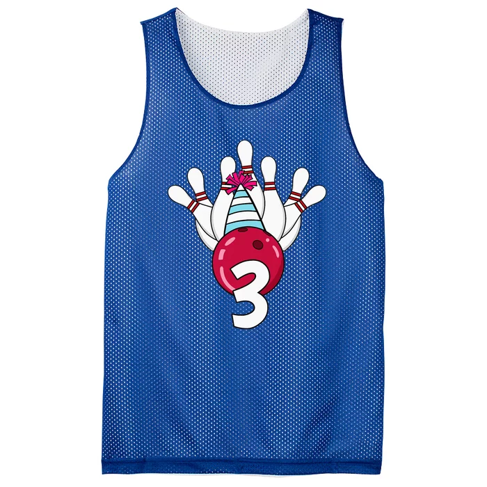 3 Birthday Bowling Theme Bowler 3rd Bday Party Mesh Reversible Basketball Jersey Tank