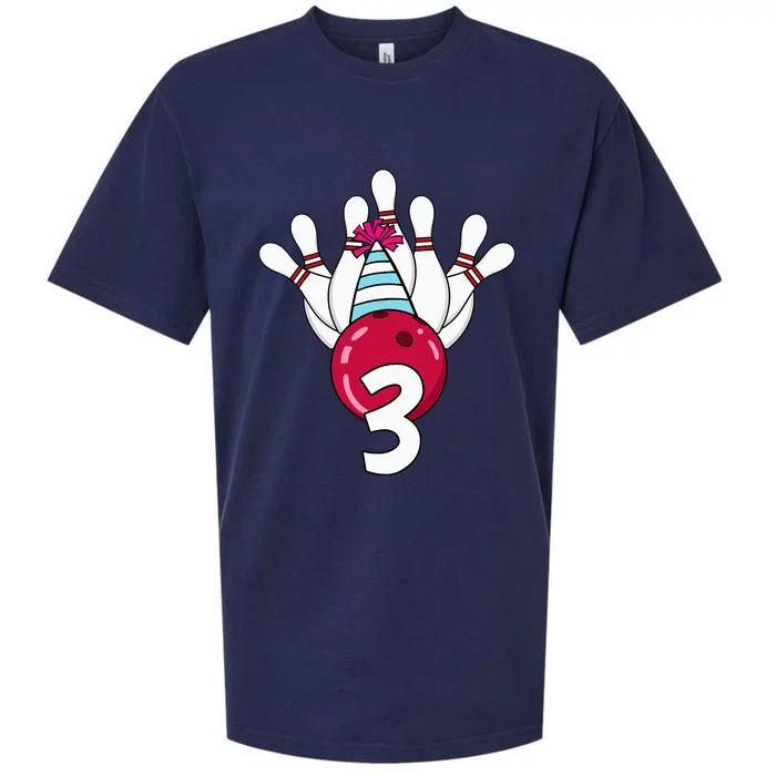 3 Birthday Bowling Theme Bowler 3rd Bday Party Sueded Cloud Jersey T-Shirt