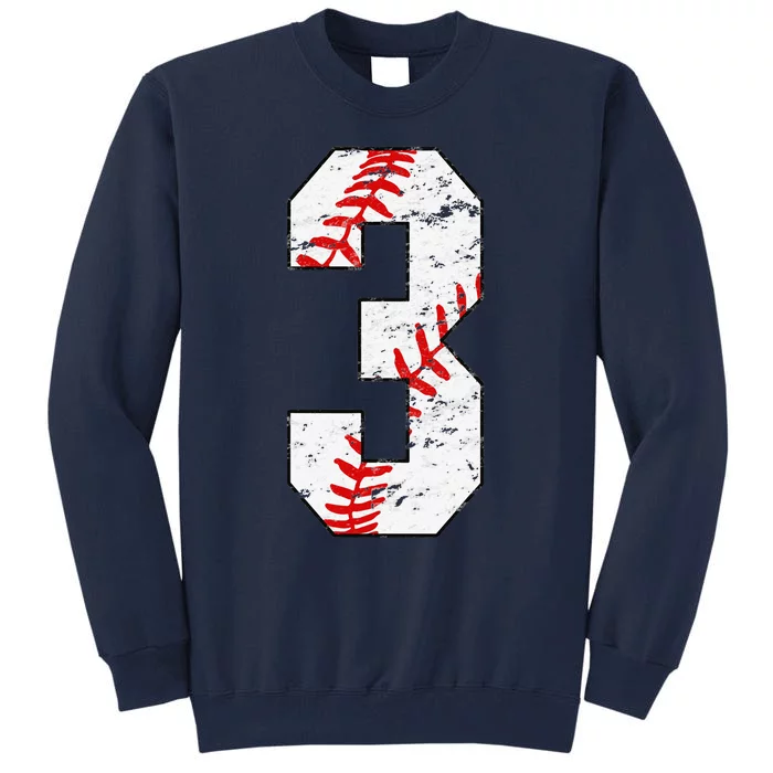 3rd Birthday Baseball Big Number Three 3 Year Old Tall Sweatshirt