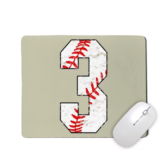 3rd Birthday Baseball Big Number Three 3 Year Old Mousepad