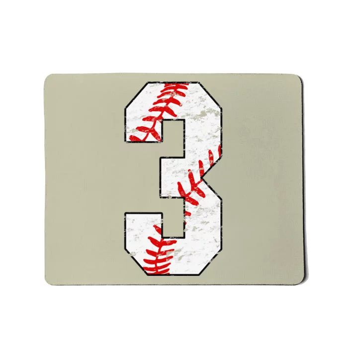 3rd Birthday Baseball Big Number Three 3 Year Old Mousepad