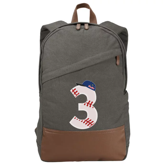 3rd Birthday Baseball Big Number 3 Year Old Cotton Canvas Backpack