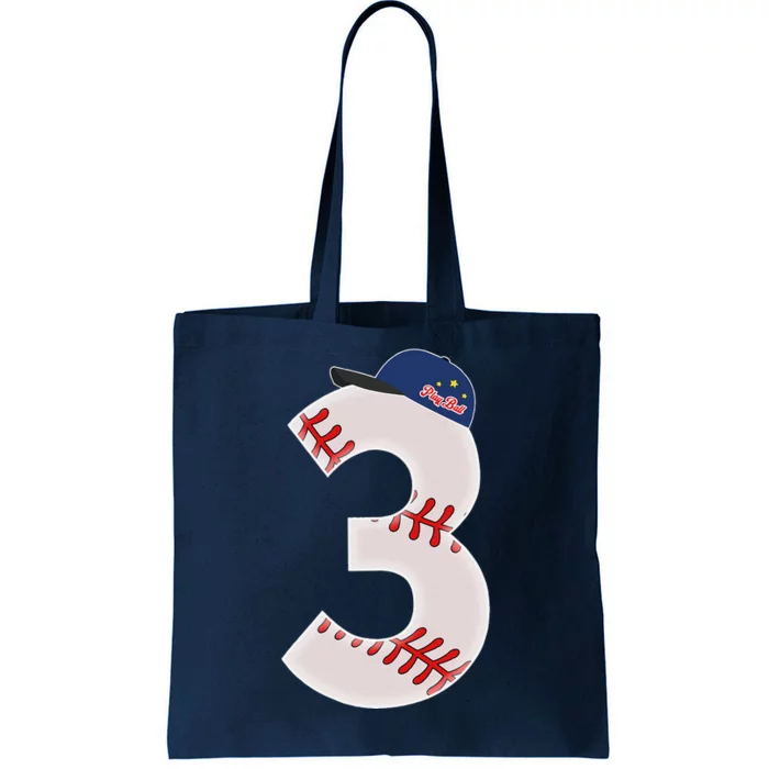 3rd Birthday Baseball Big Number 3 Year Old Tote Bag