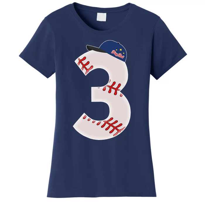 3rd Birthday Baseball Big Number 3 Year Old Women's T-Shirt