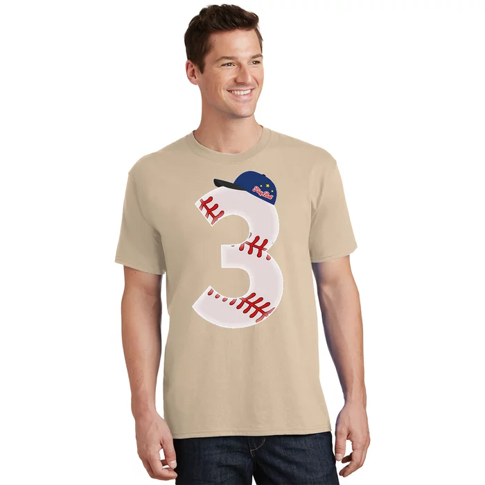 3rd Birthday Baseball Big Number 3 Year Old T-Shirt