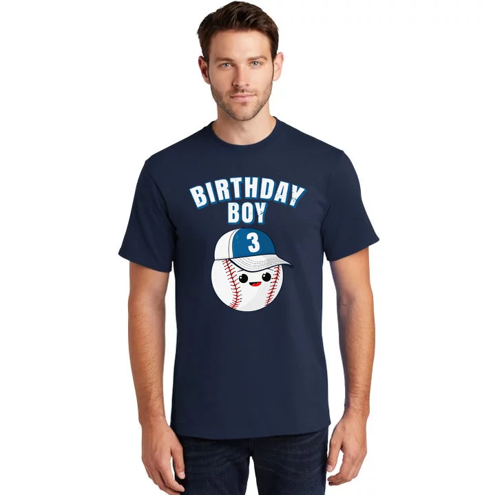 3rd Birthday Baseball Big Number Three 3 Year Old Cute Funny Gift Tall T-Shirt