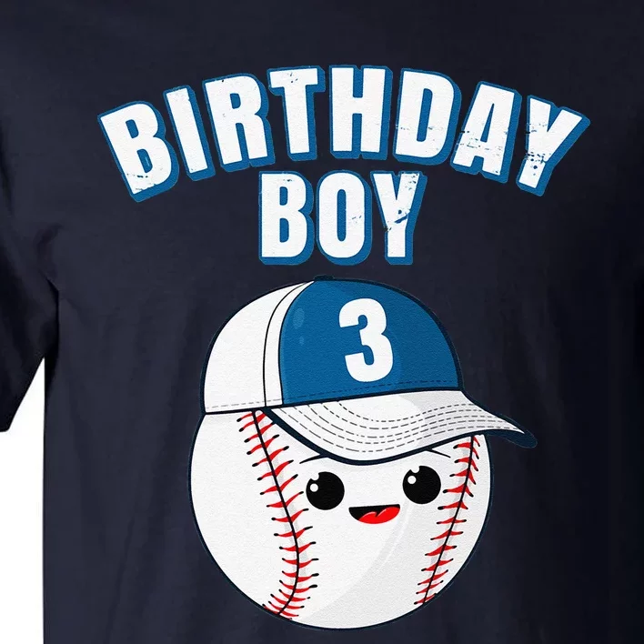 3rd Birthday Baseball Big Number Three 3 Year Old Cute Funny Gift Tall T-Shirt