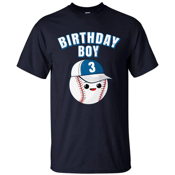 3rd Birthday Baseball Big Number Three 3 Year Old Cute Funny Gift Tall T-Shirt