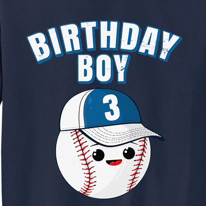 3rd Birthday Baseball Big Number Three 3 Year Old Cute Funny Gift Tall Sweatshirt