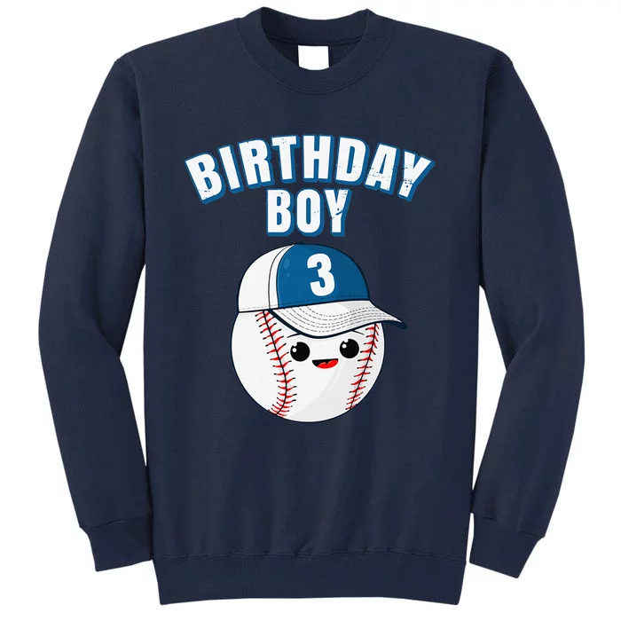 3rd Birthday Baseball Big Number Three 3 Year Old Cute Funny Gift Tall Sweatshirt