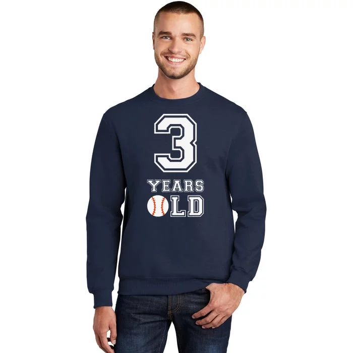 3rd Birthday Baseball Big Number Three 3 Year Old Cute Funny Sweatshirt