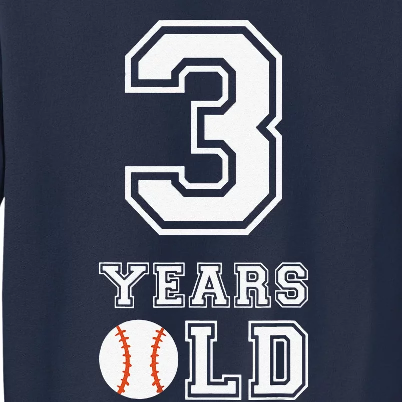 3rd Birthday Baseball Big Number Three 3 Year Old Cute Funny Sweatshirt