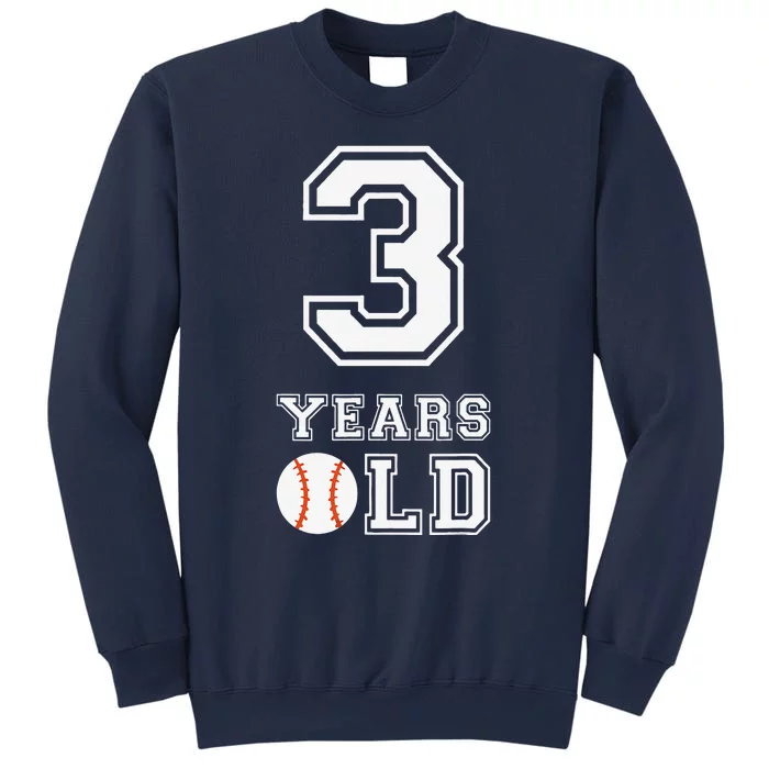 3rd Birthday Baseball Big Number Three 3 Year Old Cute Funny Sweatshirt