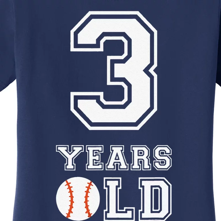 3rd Birthday Baseball Big Number Three 3 Year Old Cute Funny Women's T-Shirt