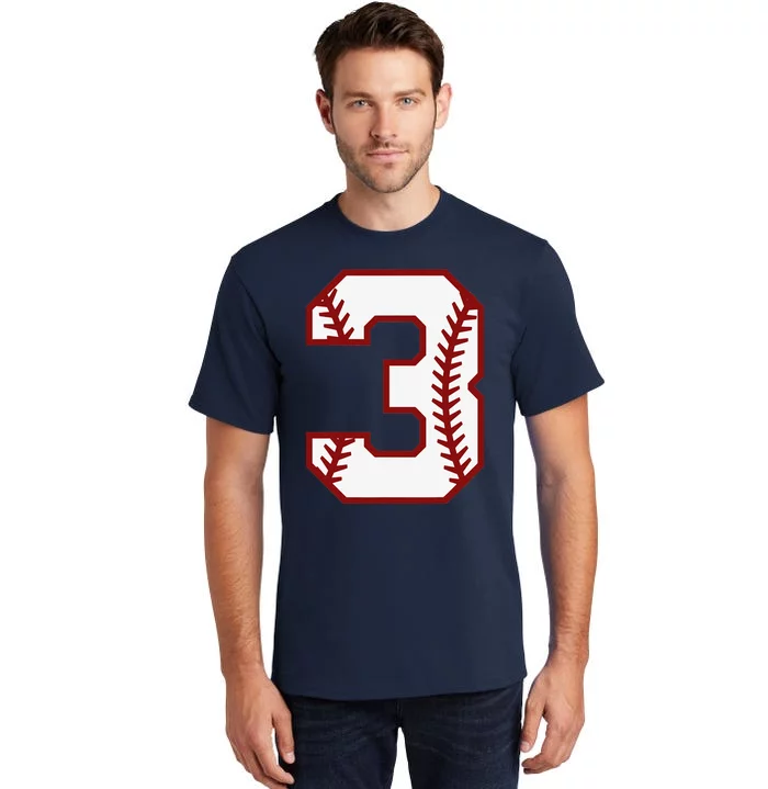 3rd Birthday Baseball Big Number Three 3 Year Old Cute Gift Tall T-Shirt