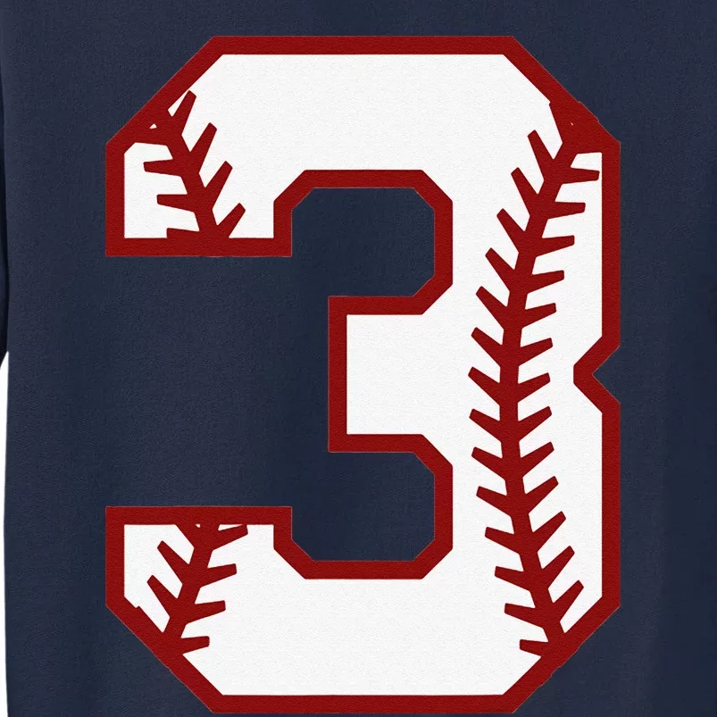 3rd Birthday Baseball Big Number Three 3 Year Old Cute Gift Tall Sweatshirt