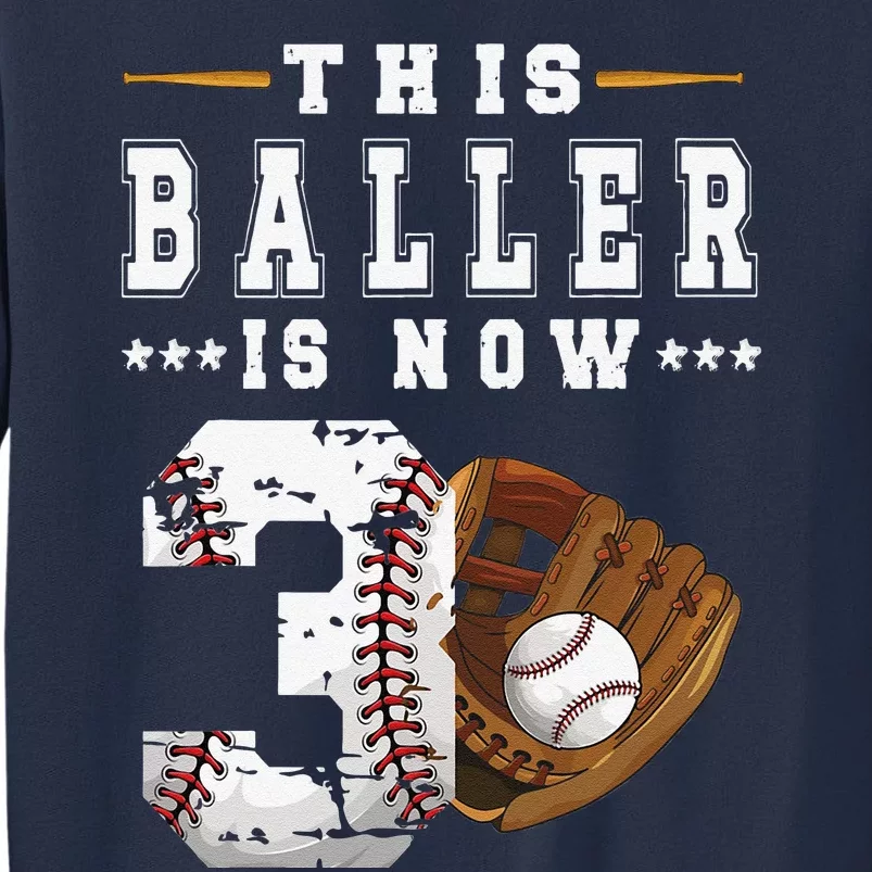 3rd Birthday Baseball Big Number Three 3 Year Old Cute Sweatshirt