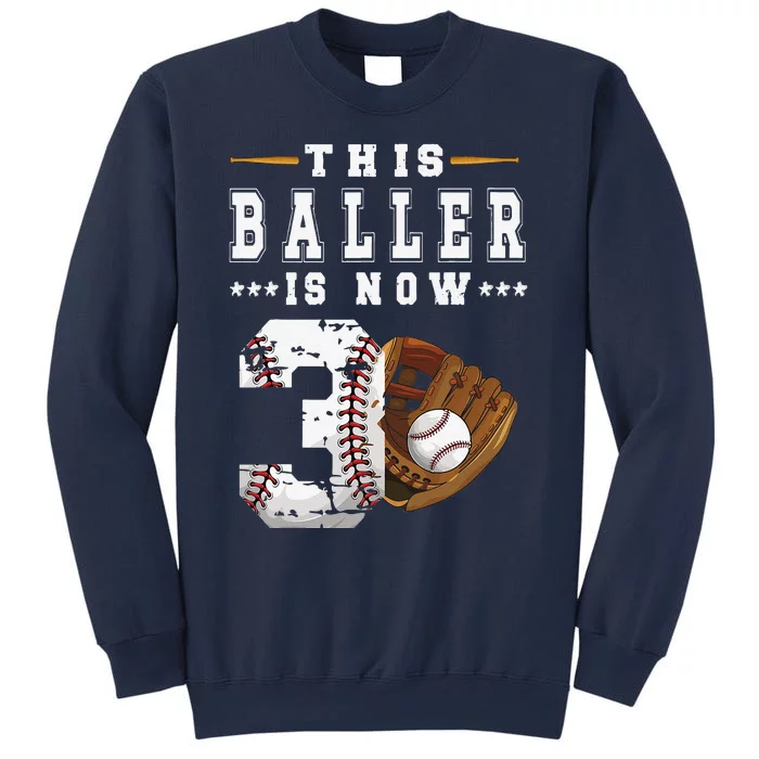 3rd Birthday Baseball Big Number Three 3 Year Old Cute Sweatshirt