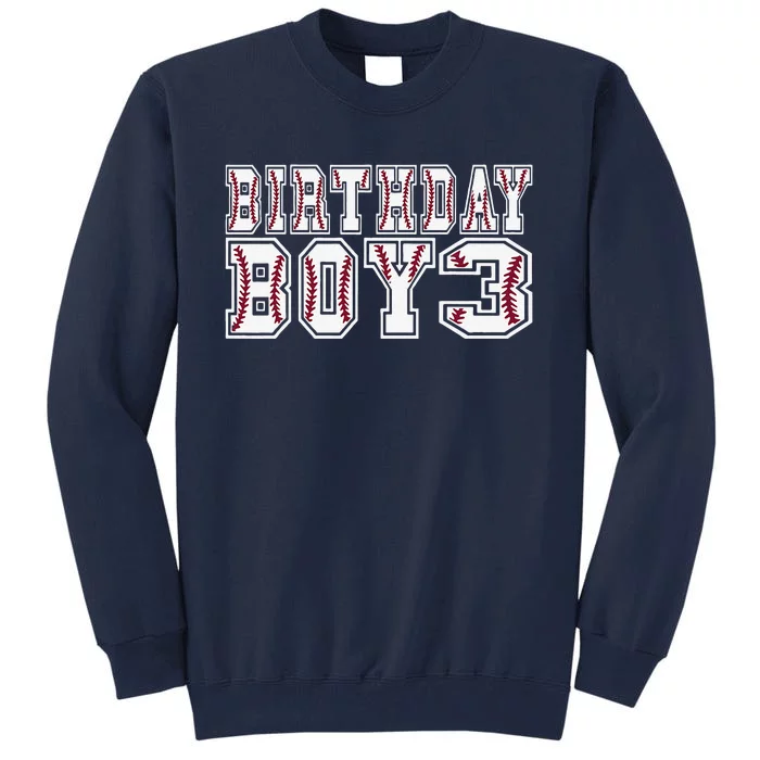 3rd Birthday Baseball Big Number Three 3 Year Old Day Funny Tall Sweatshirt