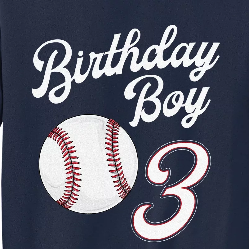 3rd Birthday Baseball Big Number Three 3 Year Old Day Gift Tall Sweatshirt