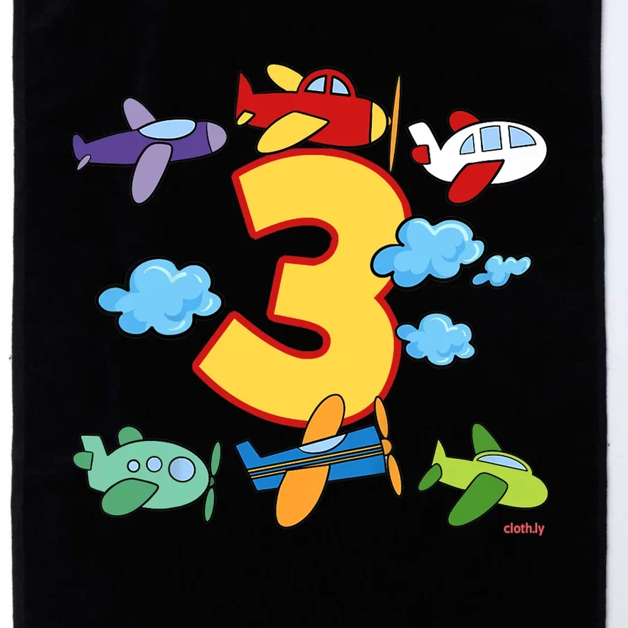 3rd Birthday Boy Airplane Pilot 3 Years Birthday Platinum Collection Golf Towel