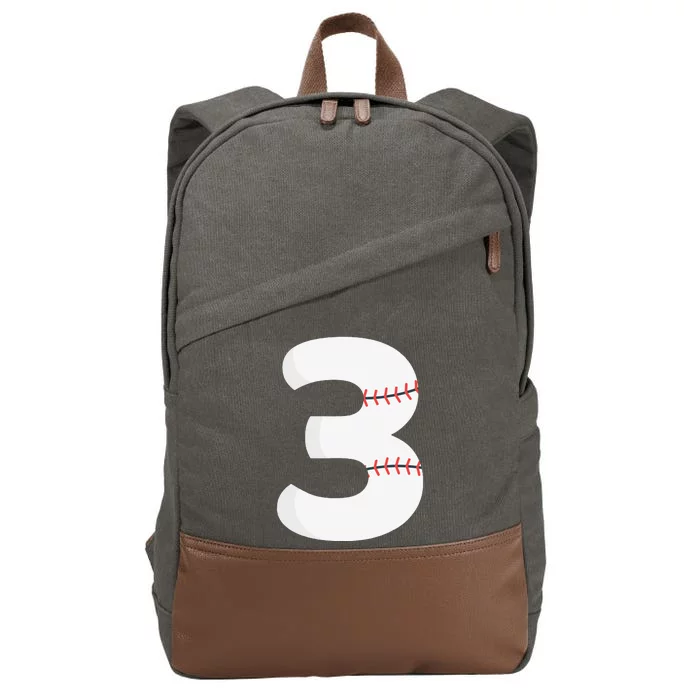 3rd Birthday Baseball Big Number Three 3 Year Old Day Cotton Canvas Backpack