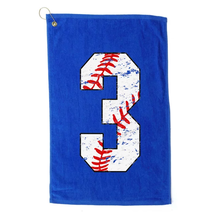 3rd Birthday Baseball Big Number Three 3 Year Old Funny Gift Platinum Collection Golf Towel