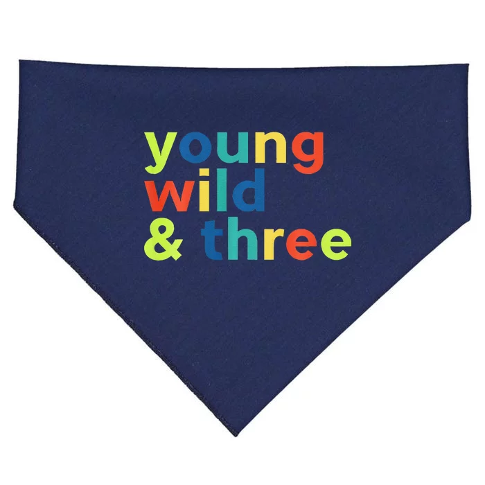 3rd Birthday Boy Funny Young Wild & Three USA-Made Doggie Bandana