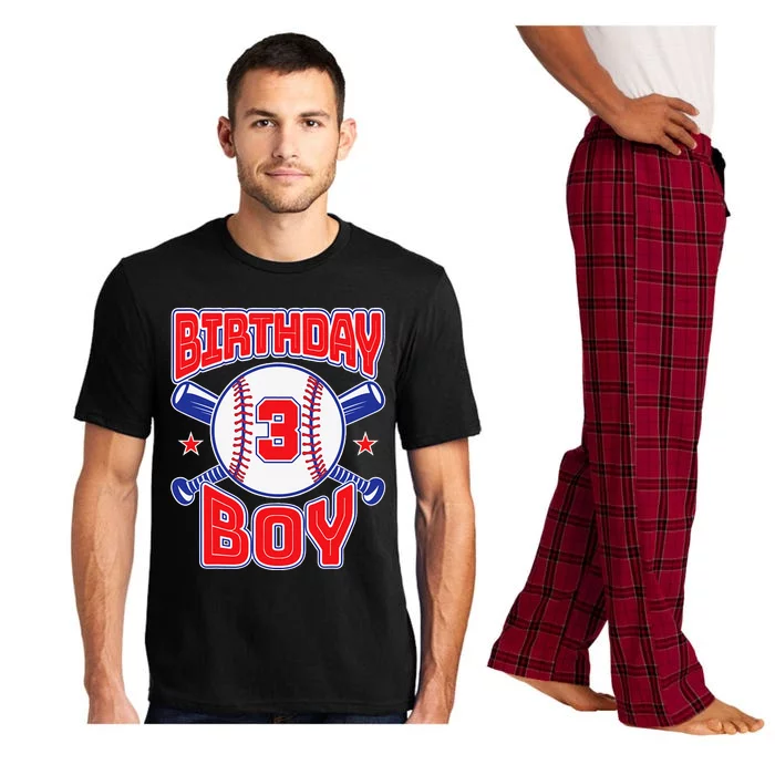 3rd Birthday Baseball Big Number Three 3 Year Old Gift Pajama Set