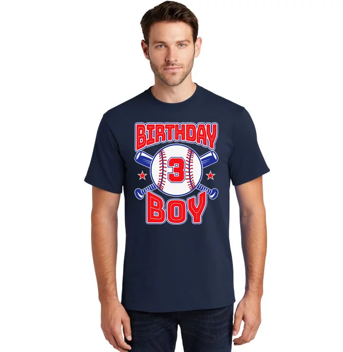 3rd Birthday Baseball Big Number Three 3 Year Old Gift Tall T-Shirt