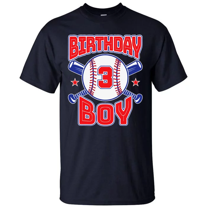 3rd Birthday Baseball Big Number Three 3 Year Old Gift Tall T-Shirt