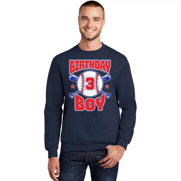 3rd Birthday Baseball Big Number Three 3 Year Old Gift Tall Sweatshirt