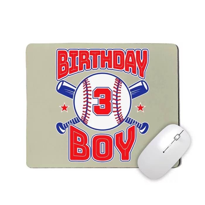 3rd Birthday Baseball Big Number Three 3 Year Old Gift Mousepad