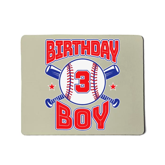 3rd Birthday Baseball Big Number Three 3 Year Old Gift Mousepad