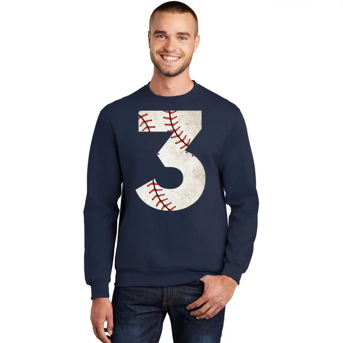 3rd Birthday Baseball Big Number Three 3 Year Old Tall Sweatshirt