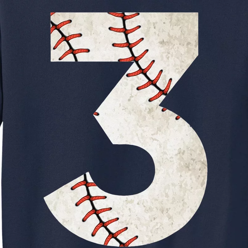 3rd Birthday Baseball Big Number Three 3 Year Old Tall Sweatshirt