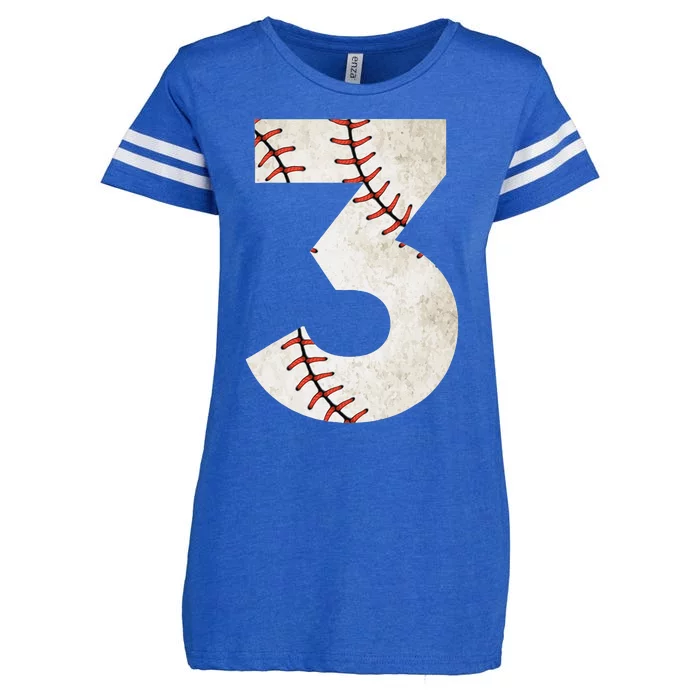 3rd Birthday Baseball Big Number Three 3 Year Old Enza Ladies Jersey Football T-Shirt