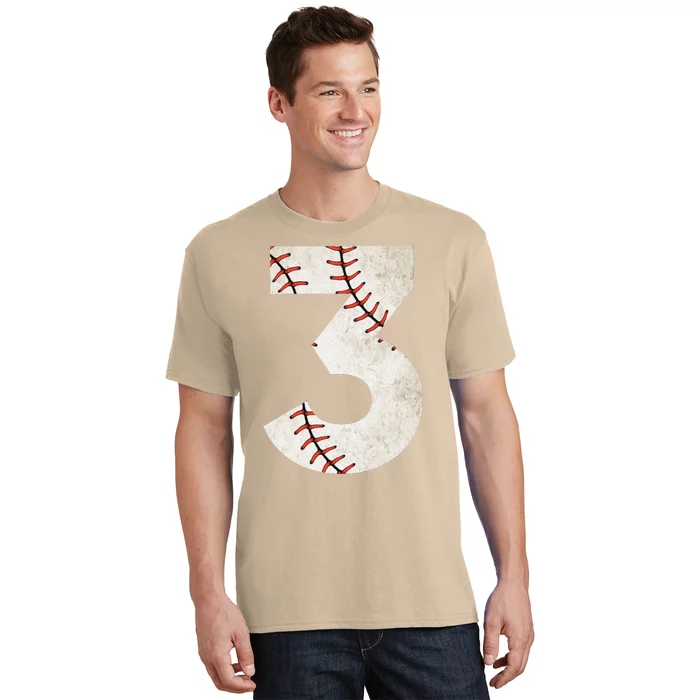 3rd Birthday Baseball Big Number Three 3 Year Old T-Shirt