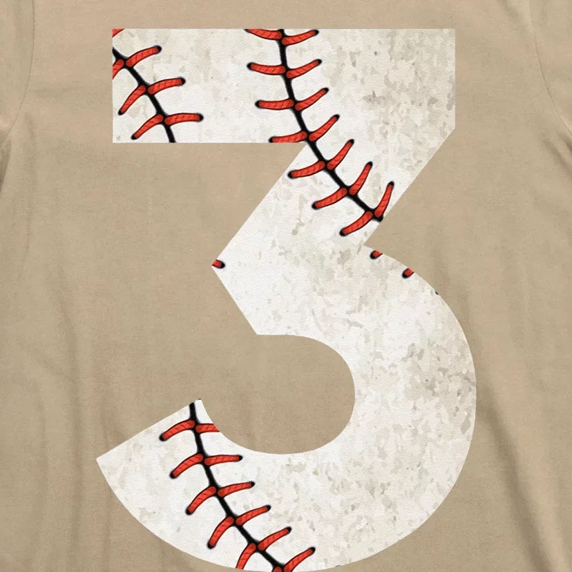 3rd Birthday Baseball Big Number Three 3 Year Old T-Shirt