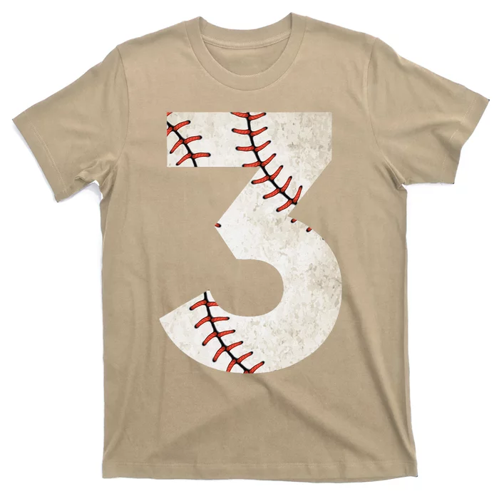 3rd Birthday Baseball Big Number Three 3 Year Old T-Shirt