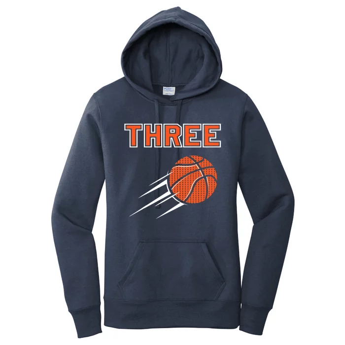 3rd Birthday Basketball Party Jersey 3 Years Old Women's Pullover Hoodie