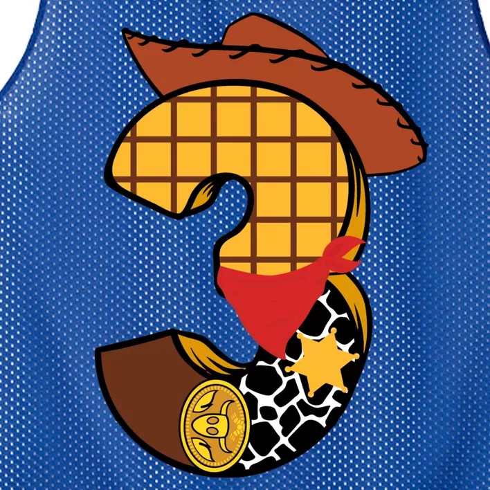 3rd Birthday Cowboy Mesh Reversible Basketball Jersey Tank