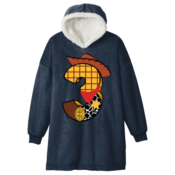 3rd Birthday Cowboy Hooded Wearable Blanket